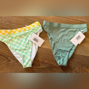 Dippin' Daisy's Yellow-White Checker & Sage Green Bikini Bottoms